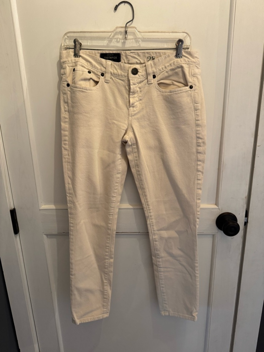 J. Crew Toothpick Low-Rise Ankle Jeans - Cream